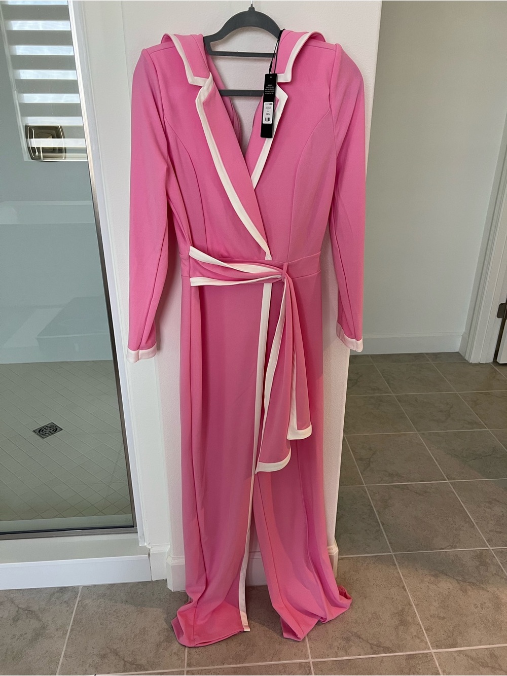 Fashion Nova Pink Jumpsuit with White Trim - Picture 1 of 6